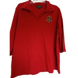 Lauren Ralph Lauren Womens Red Polo Shirt Crest Logo 3XL